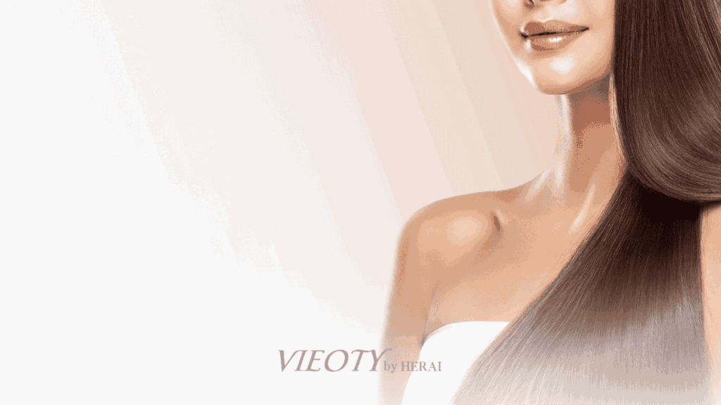 髪、肌、唇に使えるVIEOTYドレスグロウの多機能性を表現したイメージ