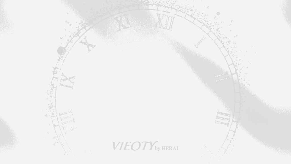 時間の流れを美しい時計で表現し、その横にVIEOTY製品が置かれるイメージ