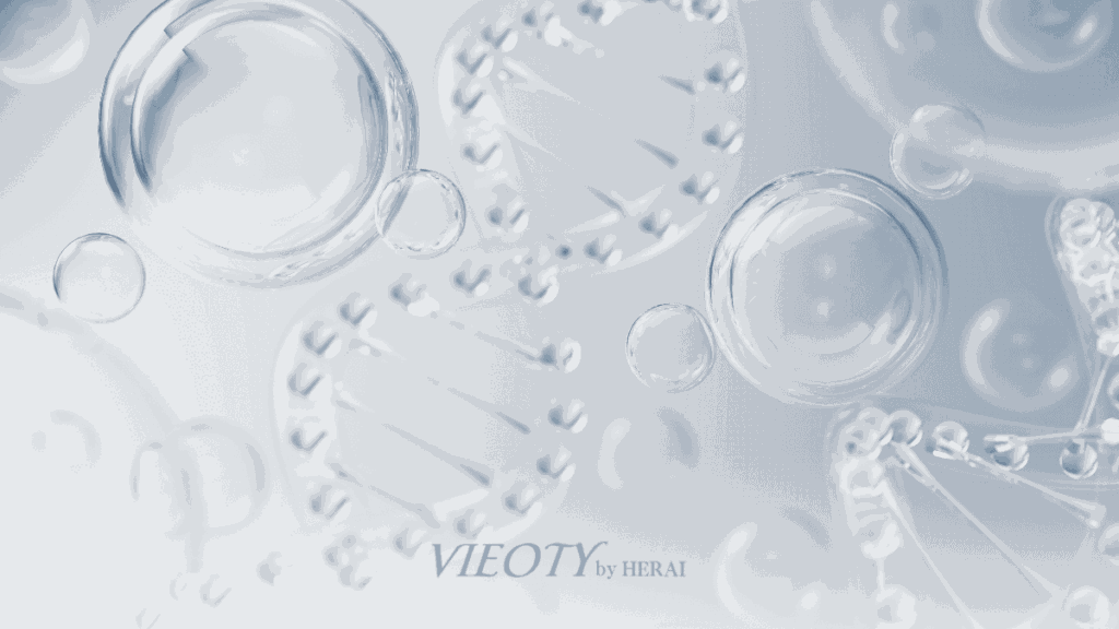 ヒアロベールが髪と肌に潤いのヴェールを形成しているイメージ図