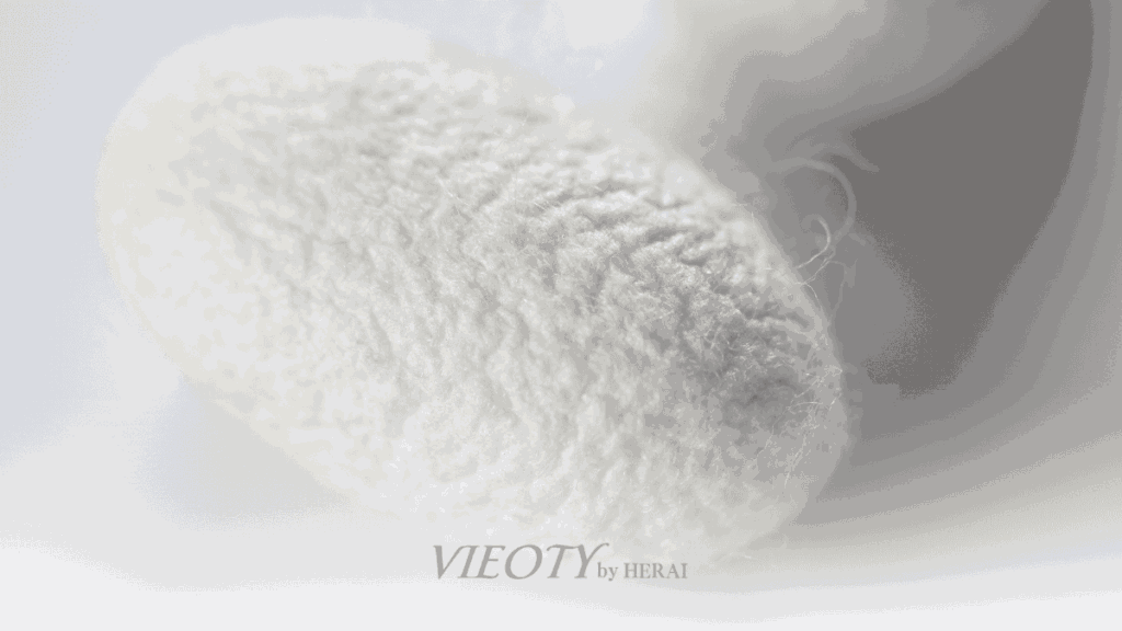 滑らかなシルクの布と、それが髪と肌に変わるようなイメージ