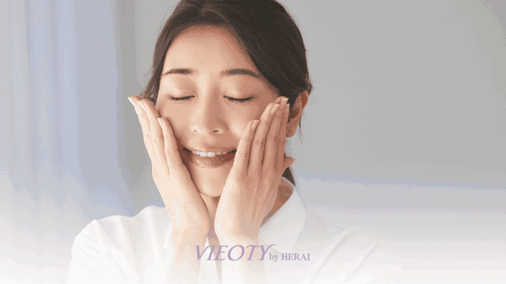 正常な肌と、バリア機能が低下した敏感肌の女性イメージ画