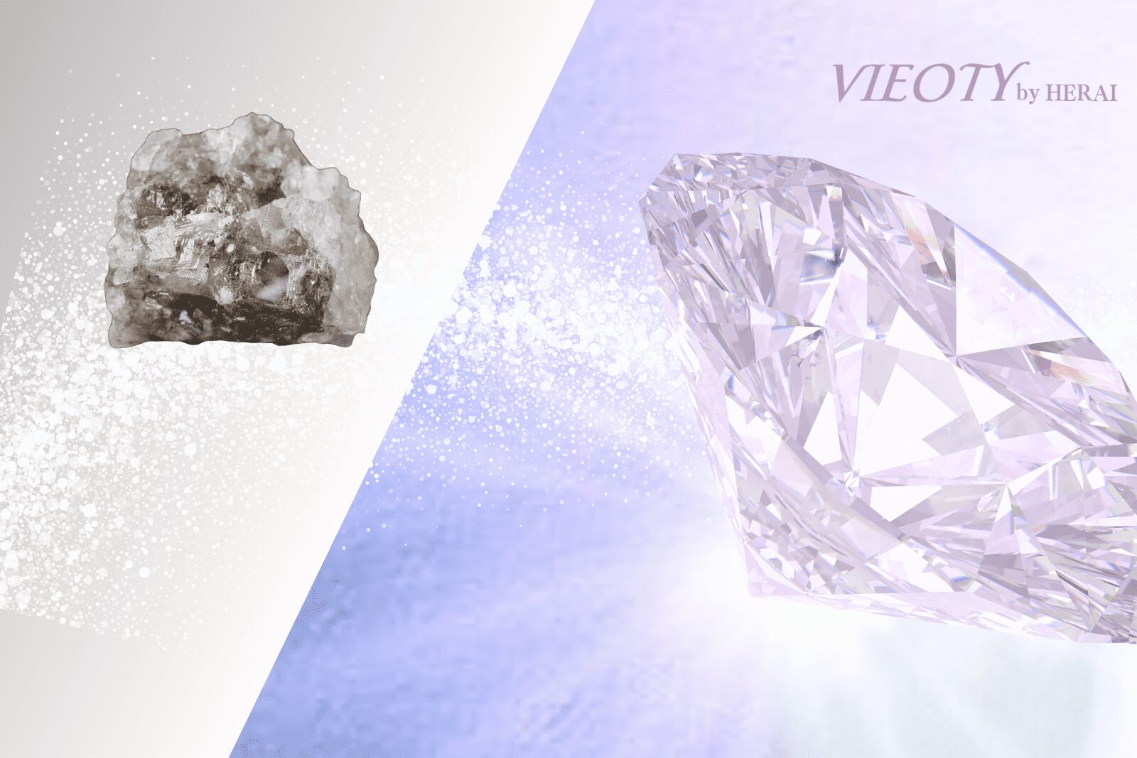 くせ毛を宝石の原石に見立てたビジュアル。