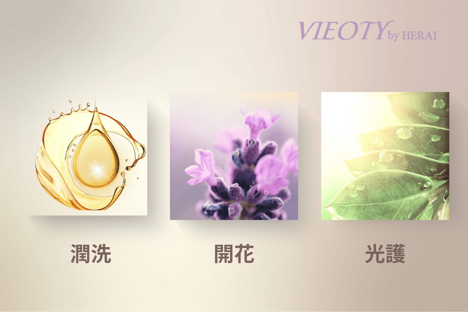 VIEOTYが提唱する3ステップのエイジングケアメソッド。