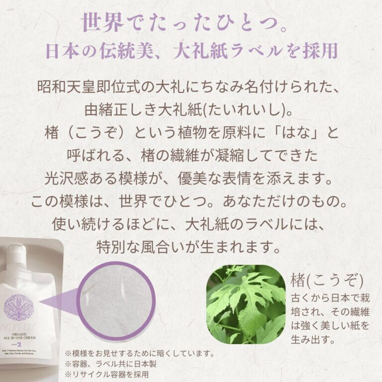 日本の伝統美「大礼紙」ラベルの解説。